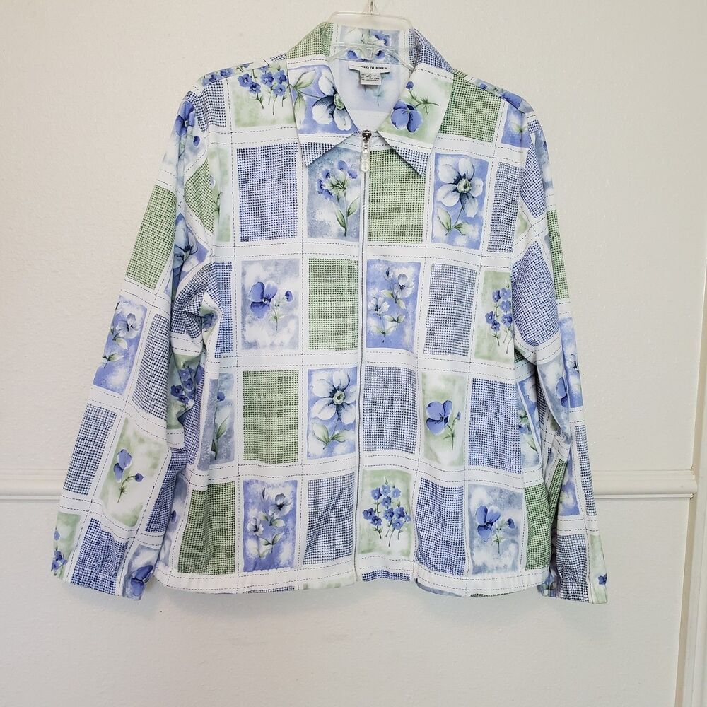 Alfred Dunner Women's Size 12 Floral Patchwork Full Zip Jacket Lightweight